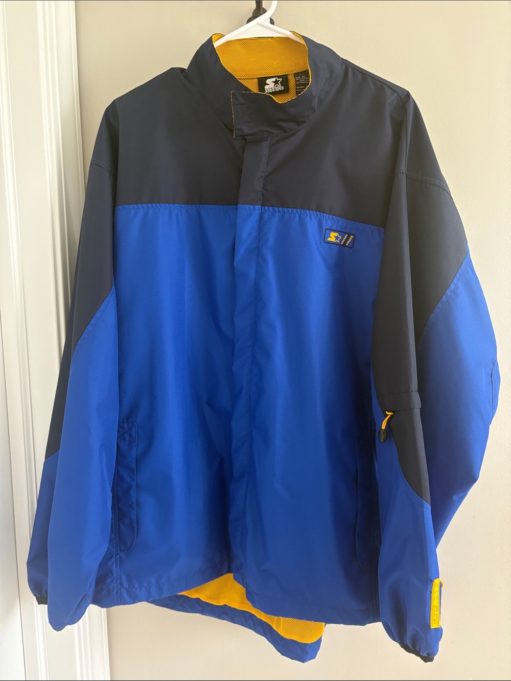 STARTER vintage 90s Colorblock Windbreaker Jacket Navy Blue Yellow Size XL